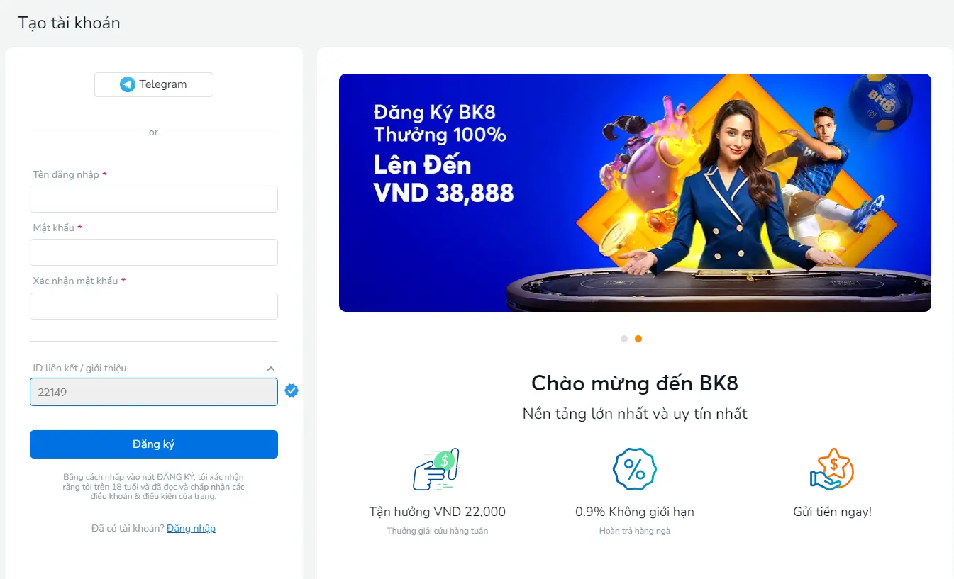 Hướng Dẫn Đăng kí BK8